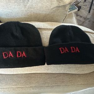 Beanie cap, black, embroidered in red  DaDa,  2 available, OS